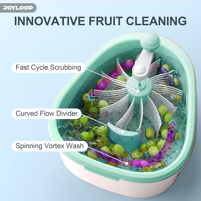 Hands-Free Fruit & Vegetable Washer with Manual Crank | Spin Cleaning Bowl for Kitchen
