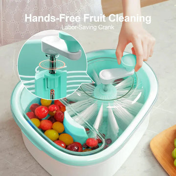 Hands-Free Fruit & Vegetable Washer with Manual Crank | Spin Cleaning Bowl for Kitchen