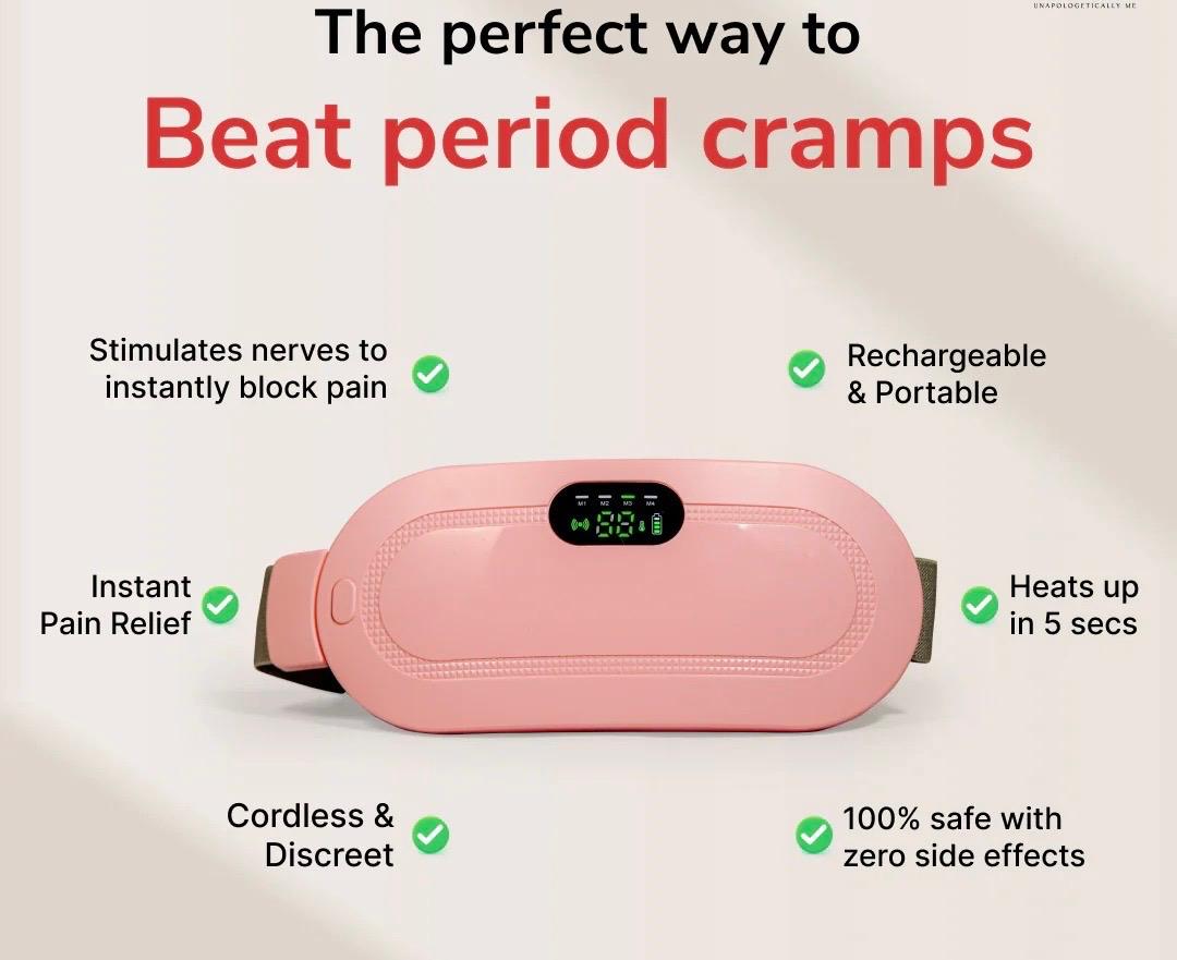 Premium Quality Period Cramp Relief Heating & Massager Belt Gift Boxing  ( Allow To Check Before Payment)